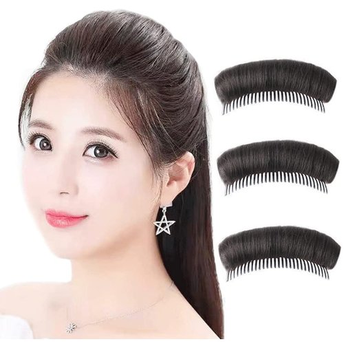 3Pcs Bump It Up Volume Hair Base Women Volume Bump Inserts Hair Bun Invisible False Hair Clip Hair Bump Up Combs Clips Bump Fluffy Hair Pad Styling Insert Tool for DIY Hairstyles-Dark Brown