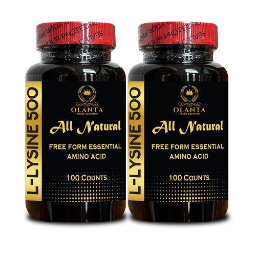 L-Lysine 500mg – Pure Free Form Amino Acid – Non-GMO, Gluten-Free – Immune Vegan Capsules – 2 Bottles 200 Counts