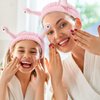 SuPoo Light Pink Snail Face Wash Headband Funny Skincare Spa Headband Cute Alien Puffy Makeup Headbands for Women Stretchy Antenna Eyes Hair Wrap Hair Band for Washing Face Hair Accessories