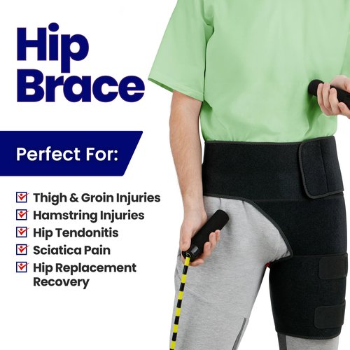 Hip Brace Thigh Compression Sleeve | Hip Sciatica Pain Relief Device Brace | Hamstring & Groin Compression Sleeve Wrap for Sciatic Nerve Relief | Hip Support Brace for Women & Men | Small / Right