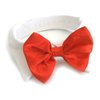 DOGGIE DESIGN Red Satin Dog Bow Tie Collar