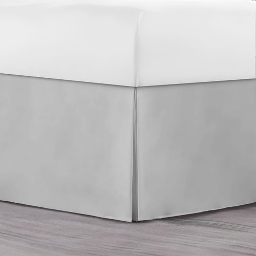 Lux Decor Queen Bed Skirt 16 Inch Drop - Brushed Microfiber Pleated Wrap Around Bed Skirt - Easy Fit, Wrinkle & Fade Resistant (Queen, Grey)