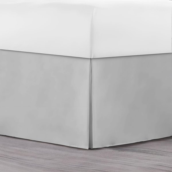 Lux Decor Queen Bed Skirt 16 Inch Drop - Brushed Microfiber Pleated Wrap Around Bed Skirt - Easy Fit, Wrinkle & Fade Resistant (Queen, Grey)