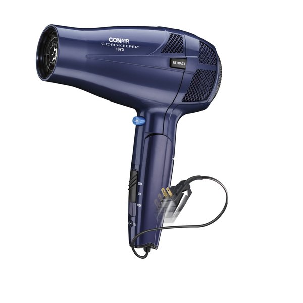 Conair 1875 Watt Ionic Conditioning Cord Keeper Styler/Hair Dryer with Folding Handle, Blue