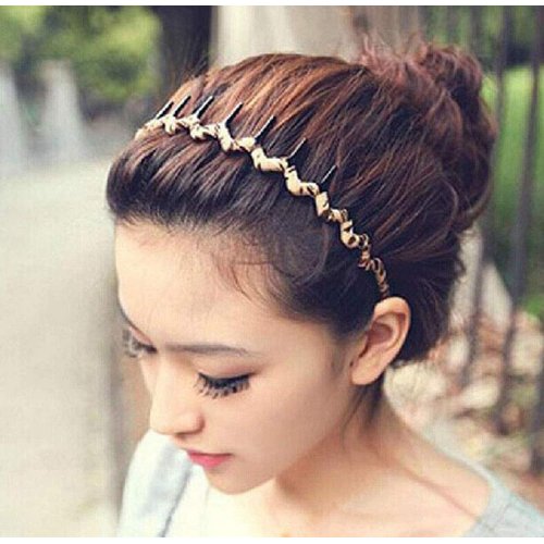 5PCS Handcraft Leopard Cloth Teeth Waves Headband Plastic Sharks Tooth Hair Comb Hair Hoop Headwear Accessory for Lady Women