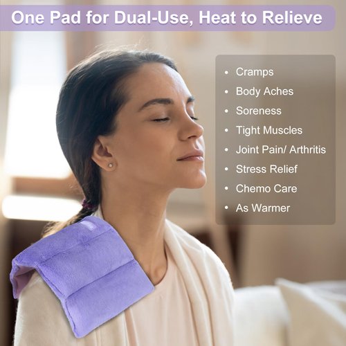 SuzziPad Heating pad Microwavable, 6.5x12” Reusable Heat Pads for Pain Relief, Moist Heating Pads for Cramps, Muscle Ache, Joints, Back Pain, Neck, Shoulder, Warmer Heat Pack (Purple)