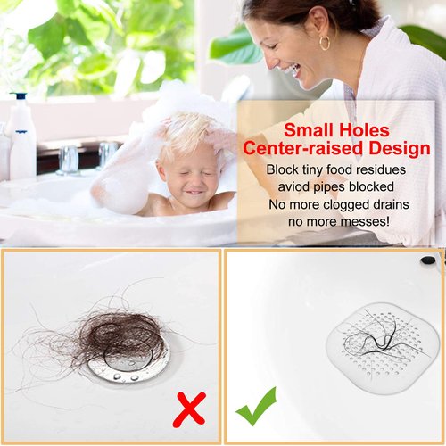 Hair Catcher,Square Hair Drain Cover for Shower Silicone Hair Stopper with Suction Cup,Easy to Install Suit for Bathroom,Bathtub,Kitchen(Grey 4 Pack)