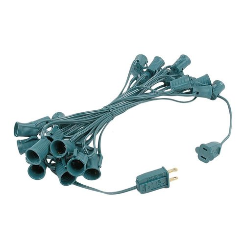 Novelty Lights 25 Foot String Light Set - Indoor/Outdoor Stringer Set for Christmas, Wedding Decor, Patios, & More - C9/E17 Intermediate Base (Green Wire, 12" Spacing)