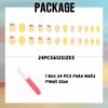 IMSOHOT Yellow Oval Press on Nails Summer Short French Tip Fake Nails Cute Lemon Pattern False Nails with Designs Glossy Glue on Nails Full Cover Round Acrylic Nails for Women Girls 24Pcs