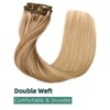 VINBAO Human Hair Extensions Clip in Hair Extensions Balayage Ash Brown to Caramel Blonde 14 Inch 100g 6pcs Remy Clip in Hair Extensions Straight Thick Hair Extensions (#10/16/16, 14'')