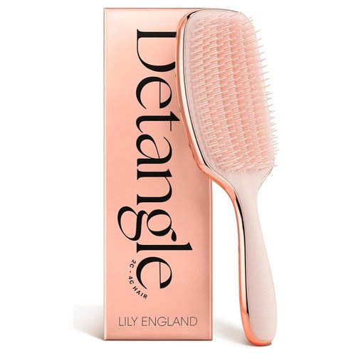 Lily England Curly Hair Brush for Detangling & Styling - Pain-Free Curl Brush for Wet & Dry Hair With Flexible Bristles - Easy to Hold Hair Brush for Curly Hair Women 3c to 4c Hair, Rose Gold