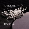 Teyglen Flower Bride Wedding Hair Comb Bridal Pearl Crystal Hair Side Comb Floral Rhinestone Hair Pieces for Bride Headpieces Hair Accessories for Women Girls
