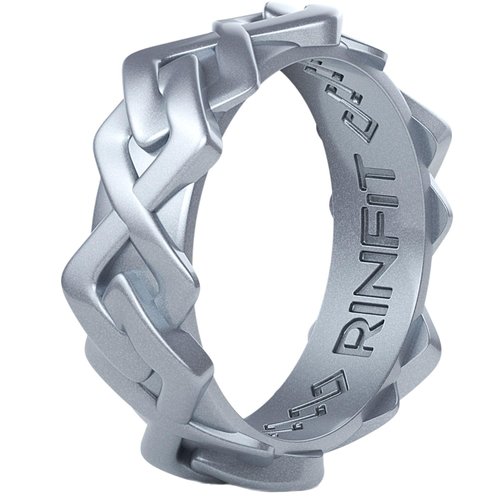 Rinfit Women Silicone Wedding Band - Rubber Wedding Rings for Women - Promise Rings for Her and Anniversary Rings - Space Collection - Silver, Size 5