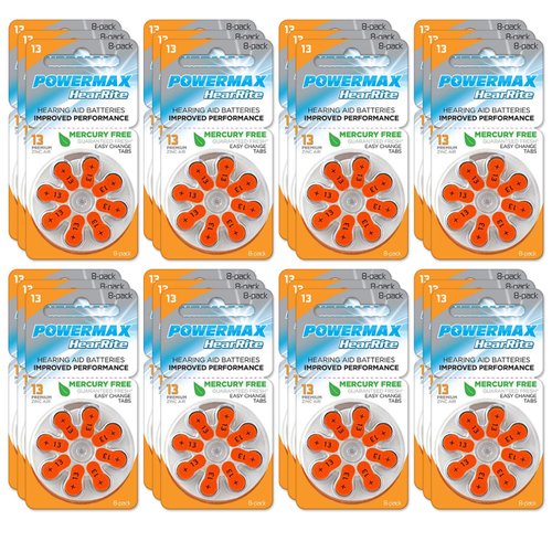 Powermax Size 13 Hearing Aid Batteries, Orange Tab, 192 Count