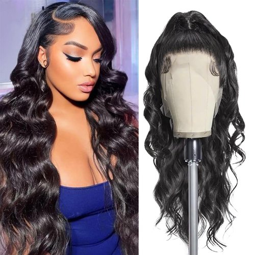 kloiynj 360 Lace Front Wigs Human Hair for Women Body Wave 28 Inch HD Lace Frontal Wigs Human Hair 200% Density Brazilian Virgin 360 Full Lace Human Hair Wigs Pre Plucked with Baby Hair Natural Color