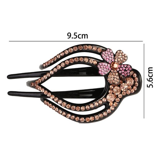 Leadigol 4PCS Heart Shaped Duckbill Clips,Flower Rhinestone Hair Clip Sparkly Crystal Beads Hair Claw for Women