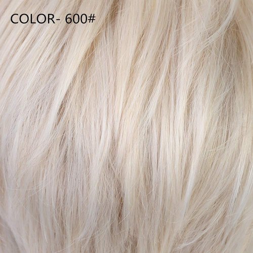 EMMOR Short Platinum Blonde Blend Human Hair Wigs for Women Pixie Cut Wig With Bang,Natural Daily Use Hair (Color 600#)