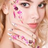 168 Pieces 12 Sheets Full Wraps Nail Polish Stickers Flower Print Self-Adhesive Nail Art Decal Strips Manicure Kits Colorful Flower Full Cover Nail Decal Strips with Nail File (Bright Style)