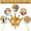 3Pcs Crown Gold Foil Balloon Decorations - Crown Shape Balloons Gold Birthday Decorations Gold Foil Balloons for Party Decor - Gold Crown Royal Prince Birthday Party Decoration Gold Balloons