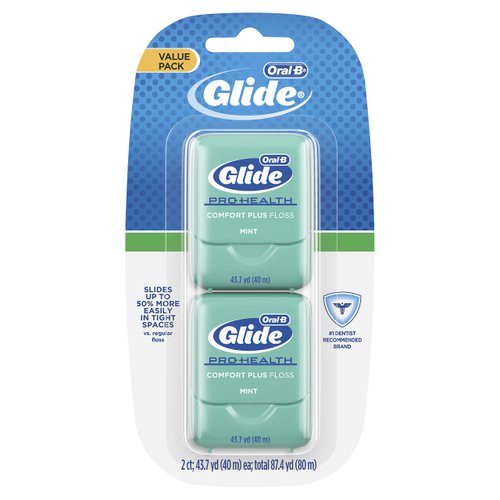 Oral-B Glide Pro-Health Comfort Plus Dental Floss, Mint, 2 Count