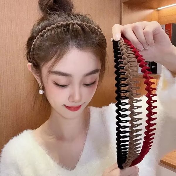 3 PCS Non Slip Headbands for Women Girls Cloth Rhinestone Hair Bands with Teeth Womens Wave Pattern Head Bands for Hair (cloth style)