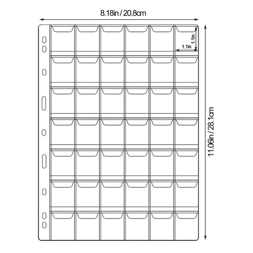 42-Pocket Coin Pages for Collectors, Standard 9-Hole Coin Collection Pages fit Most Binder, Coin Collecting Supplies, Coin Sleeves for Coin, Stamp, Badges etc (42 Pocket - 5 Sheets)