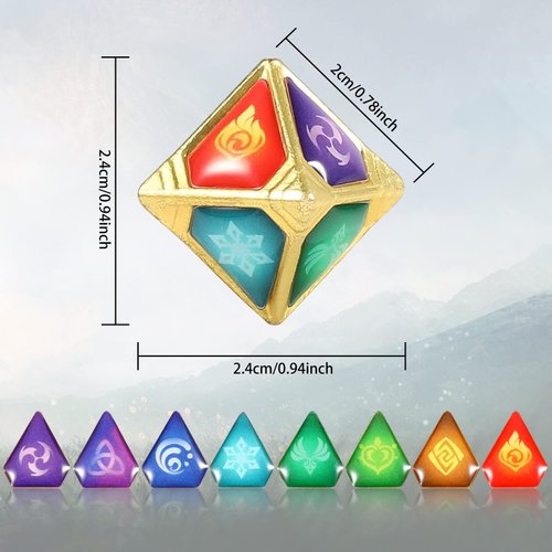 Genshin Impact Genius Invokation TCG Elemental Dice Game Props Accessories Collection Toys (8 pcs)