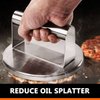 HULISEN Burger Press with Lip, Stainless Steel Burger Smasher, 6 Inch Hamburger Grill Press for Flattening Hamburger Patty, Smashing Burger, BBQ Griddle Cooking Tool, Griddle Accessories Kit