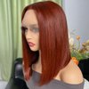 Reddish Brown Bob Wig Human Hair 13x4 Lace Frontal Wig For Black Women180% Density Colored 33B Reddish Brown Straight Bob Lace Front Wigs Human Hair Auburn Pre Plucked with Baby Hair