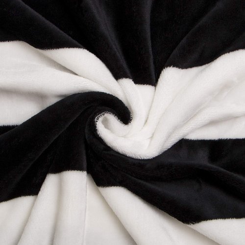 NTBAY Flannel Throw Blanket, Super Soft with Black and White Stripe (51"x68")