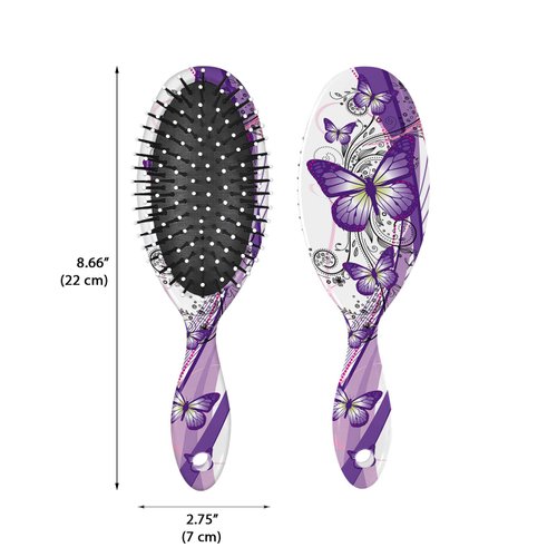 WIRESTER Detangle Hair Brush For All Hair Types, Comb Hair Brush for Girls Women Suitable for Wet and Dry Hair - 2 Tone Purple Butterfly