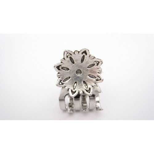 Small mini silver flower metal hair claw clip