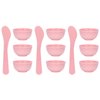 lasenersm 9 Pieces Mini Plastic Facial Mask Mixing Bowl with Stirring Spatula Facemask Bowl Mud Mask Mixing Bowl DIY Skin Care Mixing Tool Kit for Lady Women Home Beauty Salon Use, Pink