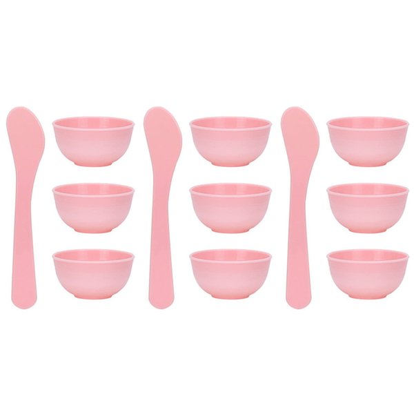 lasenersm 9 Pieces Mini Plastic Facial Mask Mixing Bowl with Stirring Spatula Facemask Bowl Mud Mask Mixing Bowl DIY Skin Care Mixing Tool Kit for Lady Women Home Beauty Salon Use, Pink