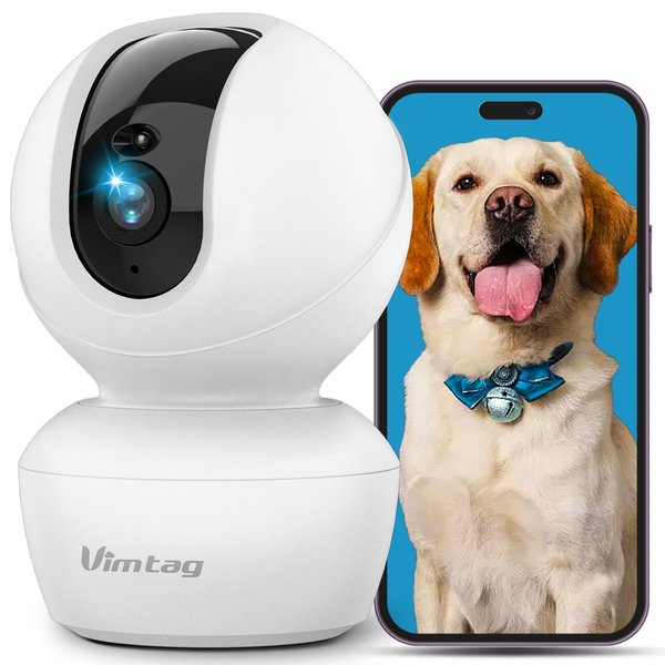 VIMTAG Pet Camera, 3K/6MP HD 360° Pan/Tilt WiFi Camera for Pet/Dog/Cat/Baby/Home Security with AI Human/Sound/Motion Detection, Night Vision, 2-Way Audio, Up to 512GB Micro SD Card