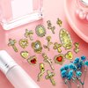 72pcs Virgin Mary 3D Gold Nail Charms Set Including Gold Cross, Heart, Jewels, Rose and Virgin Mary Accessories, for Y2K 3D Chrome Nail Art Supplies Art Craft DIY Decoration