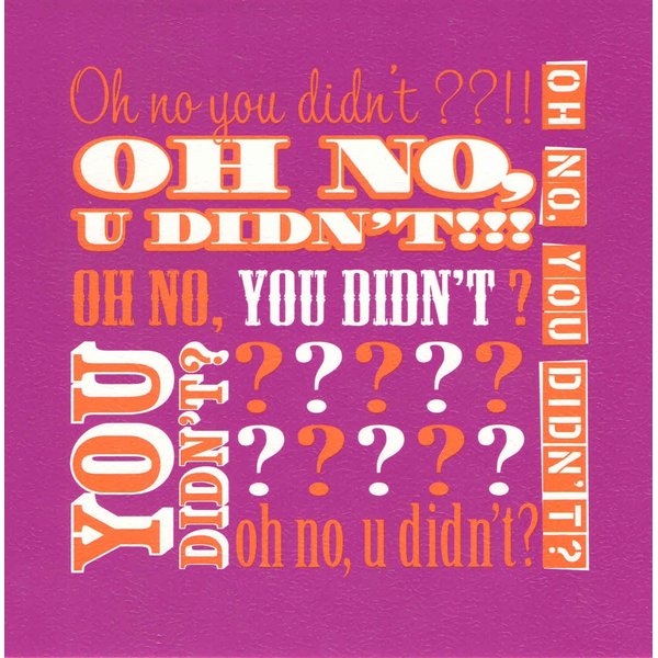 Sweet and Sassy Set of 8 Blank Notecards ~ Oh No You Didn't (5" x 5"; White Envelopes)