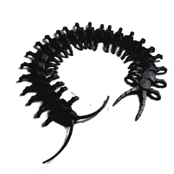 FlexiMech Diamondback Centipede 15" Realistic Flexible Articulated 3d Printed Insect Toy (Onyx Black)