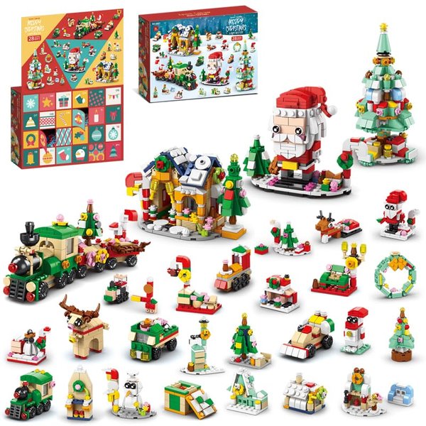 Advent Calendar 2024 Xmas Building Blocks Kit, Christmas Santa Claus Tree Train House 24 Boxes 1122 pcs, 24 Days Christmas Countdown Surprise Gifts for Boys Girls 6+ (8887)