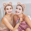 WHAVEL 3PCS Spa Headband Face Wash Headband and Wristband Set, Cute Bear Ears Headband for Washing Face Makeup Headband Facial Headband Wrist Bands for Washing Face (Coffee 01)