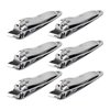 uxcell 6 PCS Sharp Nail Clippers Set, Metal Slanted Edge Toenail Clippers, Silver Tone Fingernail Clipper, Manicure Tool Pedicure Nail Clipper Cutter for Men Women Nail Cleaner
