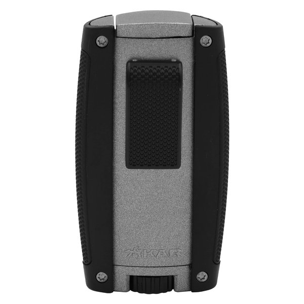 Xikar Turismo Double Jet Flame Cigar Lighter, Attractive Gift Box, Pocket-Friendly, Protective Flip-Lid, Over-Sized Fuel Tank, Matte Gray