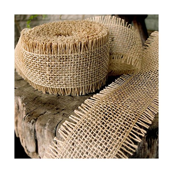 2.5" Burlap Ribbon Fringe Edge 10 Yard roll