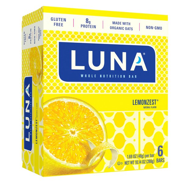 LUNA Bar - LemonZest Flavor - Gluten-Free - Non-GMO - 7-9g Protein - Made with Organic Oats - Low Glycemic - Whole Nutrition Snack Bars - 1.69 oz. (6 Pack)