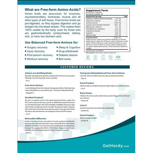Balanced Free-Form Aminos - Amino Acids with The Profile of Human Milk, Contains The Essential Building Blocks for neurotransmitter and Hormone Health
