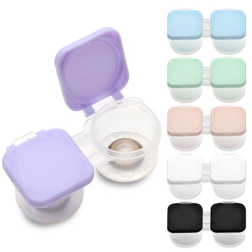 SUSUB 12-Pack Flip-Top Contact Lens Tight Lid Case Holder Storage Box Container Assorted Colors Deep Well Cute Contact Lens Case Travel Kit