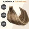 Belaved Tape in Hair Extensions Human Hair Color 8 Ash Brown Fading to 60 and 18 Ash Blonde 50g/pack 20pcs Straight Seamless Skin Weft Tape in Real Human Hair Extensions 12inch #8/18/60