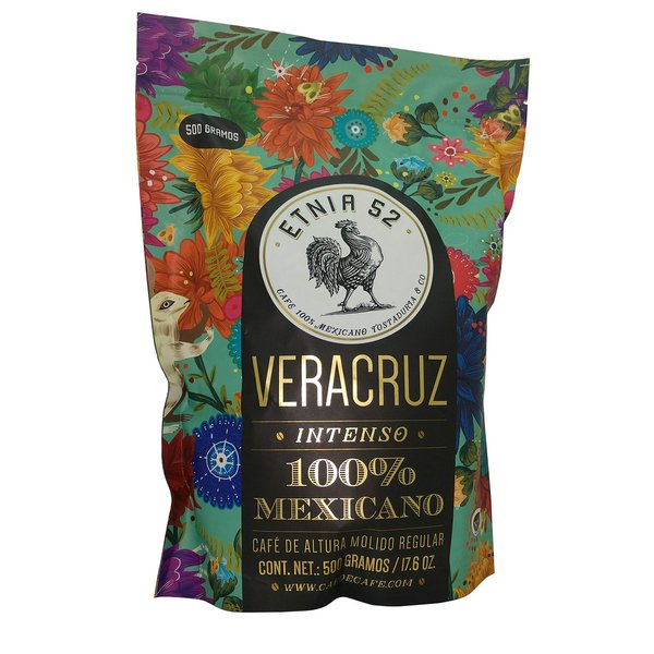 Etnia 52 - Veracruz (Intenso), Mexican Ground Coffee, 1 lb. or 16 oz., Kosher Certified (KMD), Made in Mexico, includes Ebook