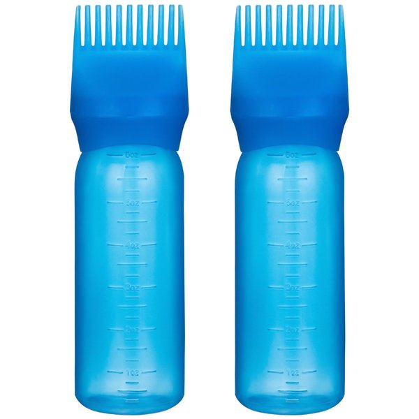 Yebeauty Root Comb Applicator Bottle, 2 Pack 6 Ounce Applicator Bottle for Hair Dye Bottle Applicator Brush with Graduated Scale- Clear Blue