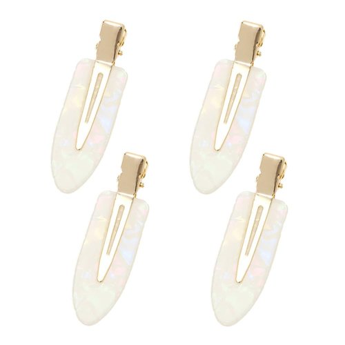 Mini Skater Girls Small Hair Clips 2.36inch No Crease Hair Pins No Bend Cute Barrettes Accessories for Women Thin Curly Fine Hair Styling Sectioning, Pack of 4 (Milk White)